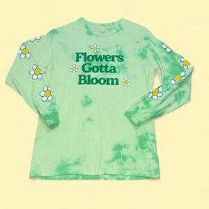 Disney Bambi Flower Green Tie Dye Daisy Long Sleeve Tee